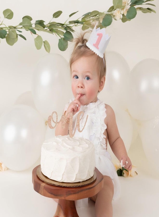 HGFC Boho Natural Birthday Hat For Baby - 1st Birthday Party Hat Decorations，Baby Girl 1st Birthday Headwear，First Birthday Glitter Crown For Babies，Kids Party Photo Booth Prop Hat - Image 3